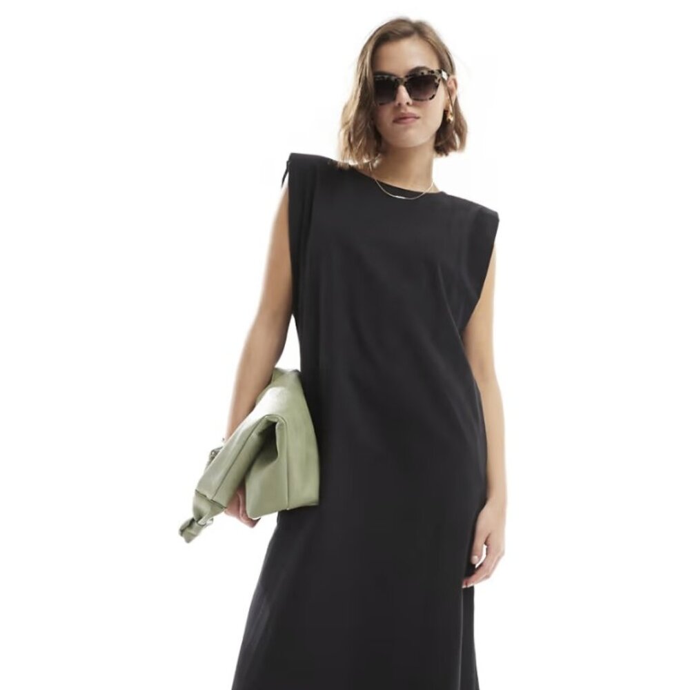 ASOS Black Shapeless Midi  Dress